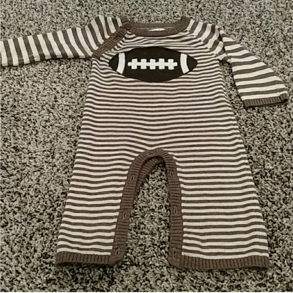 Mudpie football one piece 3/6m knit baby